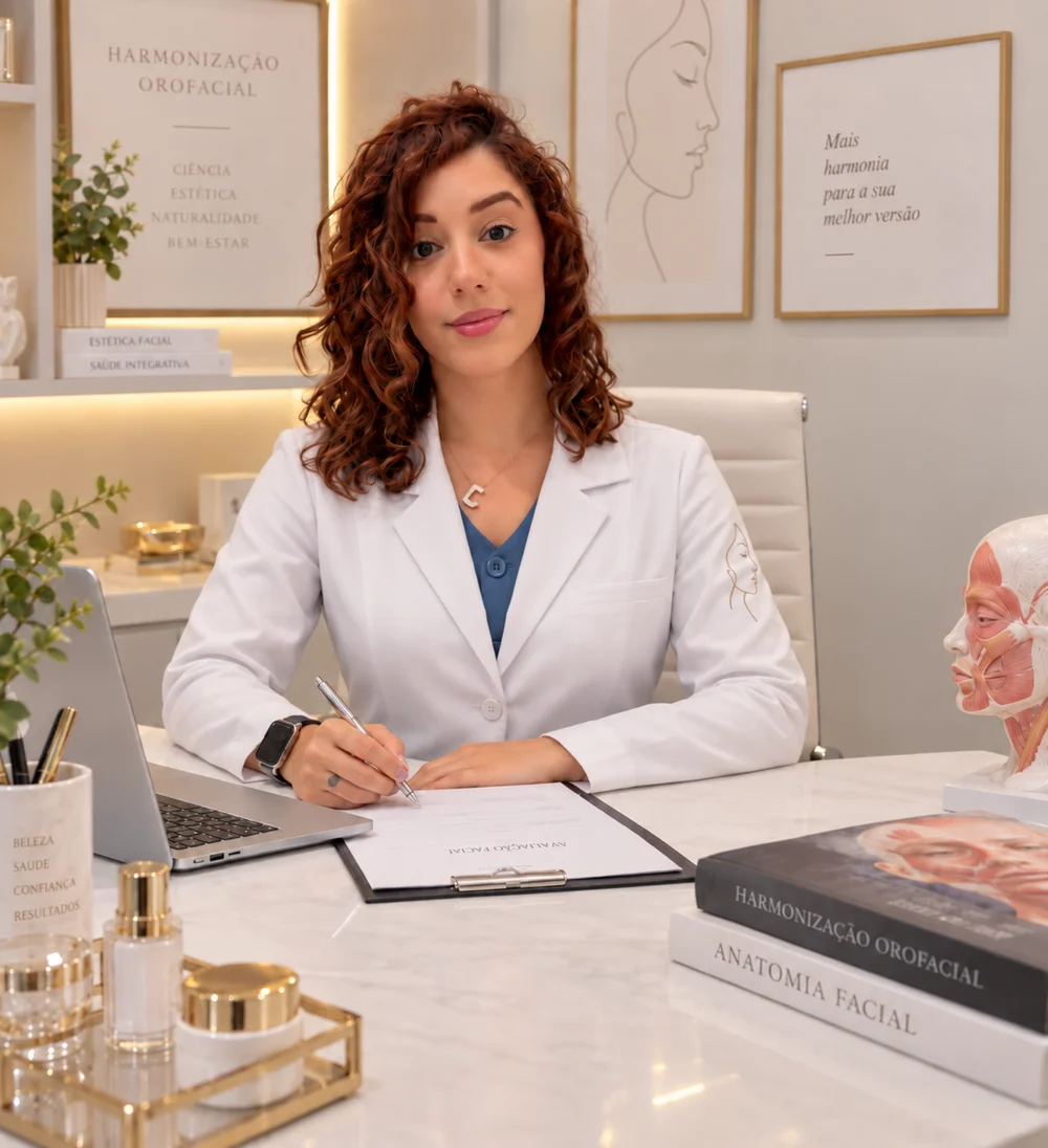 Dra. Joyce de Freitas, cirurgiã-dentista, usando jaleco